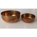 Brass bowls x2. Made in India. 9.5x3.5cm,6.6x2.5cm.