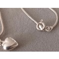 Sterling Silver Snake Chain with Italy Heart Pendant.4.7g. 43cm.