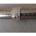 Stunning Solid Heavy Sterling Silver Ring with CZ. 8.54g. Size P.