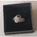 Stering Silver Ring with Blue Stones & Marcasite`s. 5.6g. Size S.