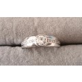 Sterling Silver Ring with CZ. 2.8g. Size P
