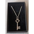 Sterling Silver Necklace with 21 Key Pendant. 4.1g. 50cm.