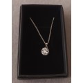 Dainty Sterling Silver Necklace with CZ Pendant, 2.6g.45cm.