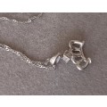 Sterling Silver Italy Necklace with CZ Crown Pendant. 3.3g. 45cm.