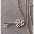 Sterling Silver Necklace with 21st Key Pendant. 4.2g. 45cm.