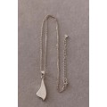Sterling Silver Necklace with Mother of Pearl Pendant. 3.2g. 40cm plus extender.