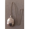 Sterling Silver Necklace with Huge Locket Pendant. 16.8g. 60cm. Locket 4x3cm.