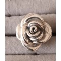 Sterling Silver Solid Rose Ring. 9.2g. Size R 1/2.