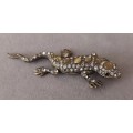 Highly Ornate Lizard Trinket Box with Crystals and Enamel on the inside.