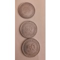 3 x 50 Pfennig 1972, 1978 & 1990