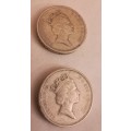 2 x UK 1 Pound 1985