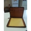 ***Rare***Vintage Genuine Leather Zipper Folder with hinges. Length 27.5cm. Width 21cm.