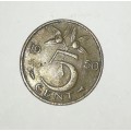 1950 Netherlands Juliana Bronze 5 Cents