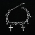 Stainless Steel Cross Charm Bracelet