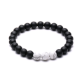 White howlite and black stone beads bracelet
