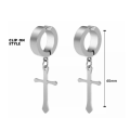 Stainless steel CLIP ON huggie hoop and cross earrings