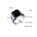 Stainless Steel  Agate Gemstone Ring