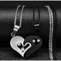 Stainless Steel Cut Out Heart Couple Set Black and Silver