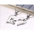 Stainless Steel Cut Out Heart Couple Set Silver