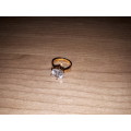 STUNNING GOLD RING WITH HUGE SIMULATED DIAMOND