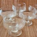 Set of 5 Short Stem glasses with Grape Etched into glass