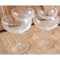 Set of 4 Champagne glasses with Grape Etched into glass