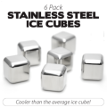 6 PIECE STAINLESS STEEL ICE CUBES