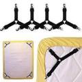 BED SHEET CLIPS, 4 PCS TRIANGLE BED SHEET STRAPS CLIPS MATTRESS CORNER SUSPENDERS GRIPPERS