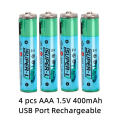 4PK AAA USB Rechargeable Batteries
