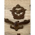MILITARY INSIGNIA / CLOTHING  - PLUS A RARE ANTIQUE COPPER AND BRASS `STUDS` BOX AND MORE