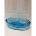 ART DECO LARGE BLUE CRYSTAL CENTRE PIECE BOWL  -  PRICE REDUCED!!!