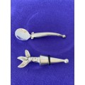 CARROL BOYES STAMPED WINE BOTTLE STOPPER AND SUGAR SPOON