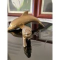 VINTAGE SOLID BRASS LARGE DOLPHIN and LION