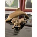 VINTAGE SOLID BRASS LARGE DOLPHIN and LION