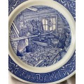 RORSTRAND SWEDEN BLUE WHITE PORCELAIN WALL PLATE FARS DAG 1972  - LIMITED EDITION OF