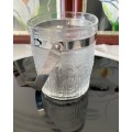 MID-CENTURY RAVENSHEAD OVAL GLASS ICE BUCKET WITH METAL HANDLE