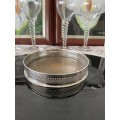 SILVER PLATED ENGLAND STAMPED WINE BOTTLE COASTER