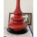 VINTAGE LARGE TALL RED 3 x TIERED CERAMIC DECORATIVE VASE