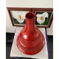 VINTAGE LARGE TALL RED 3 x TIERED CERAMIC DECORATIVE VASE
