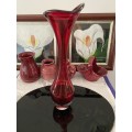 MID-CENTURY SWEDEN RED GLASS TALL VASE