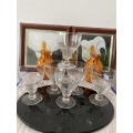 ART DECO 1930s STUART ENGLAND STAMPED CRYSTAL SET OF 6 x LARGE WINE GLASSES