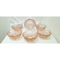 Vintage pink `Fleur De Lis` dessert bowls