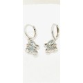 Sterling silver Huggie earrings with blue stones