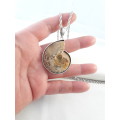 Vintage sterling silver pendant with Ammonite Fossil stone