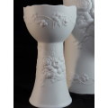 1970s Kaiser bisque porcelain vase and candle holders