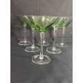 Vintage lime green hand blown Martini glasses
