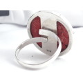 Sterling silver ring with coral stone
