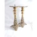 Vintage ornate brass candle holders