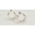 Sterling silver broad hoop earrings
