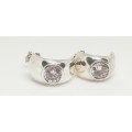 Sterling silver half moon earrings with cubic stone